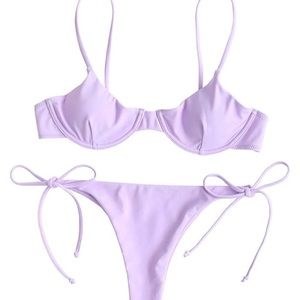 zaful underwire push up balconette string bikini